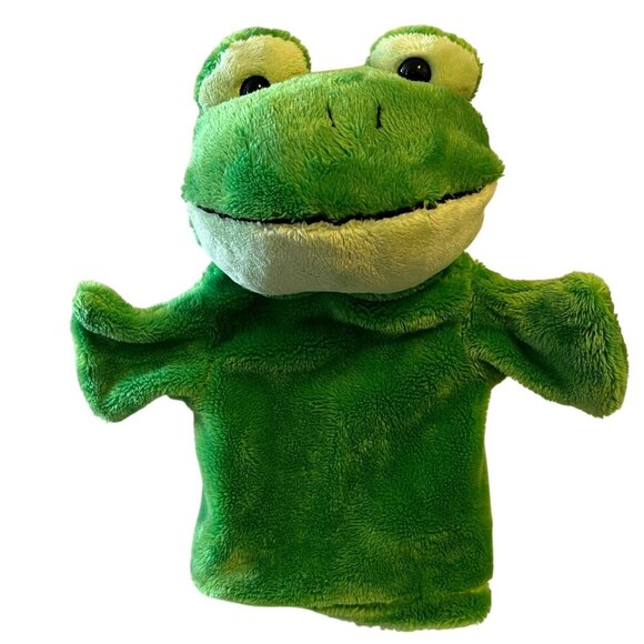 Hand Puppets Animal Fair Set of Frog & Bunny Sweaters 10" Harcourt INC Vtg - Picture 4 of 16